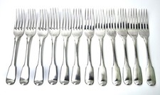 Antique Sterling Silver matched set of 12 dessert forks William Fearn 1810
