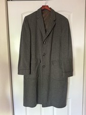 Vintage Men’s Crombie Seal Skin Wool Overcoat Gray Long Coat UK Made Classic 44R