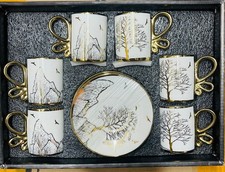Stunning Turkish Arabic coffe Set Of 6 Cups & 6 Saucer  ,Gift