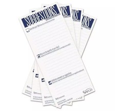 Safco 4231 Suggestion Box Cards (3.5” x 8”) - White - Pack of 25 Cards