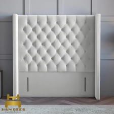 54" Winged Floor Standing Headboard Chesterfield Plush Velvet Upholstered Double