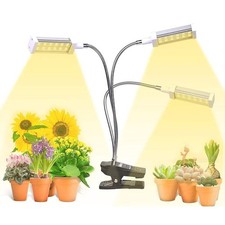 Grow Lights for Indoor Plants Full Spectrum LED 3-Head Growing Lamp with Clip