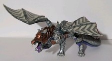PAPO FANTASY 2007 SILVER MEDIEVAL DRAGON OF DARKNESS 8.5'' PVC FIGURINE -No Fire