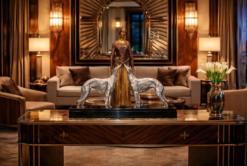 Fine art deco bronze marble - fine,
