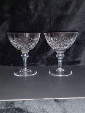 Royal Brierley Short Stem Braemar Cut Lead Crystal Hock Glasses