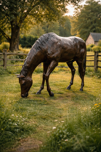 Bronze horse garden statue - horse, –