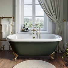 Freestanding Dark Green  Double Ended Roll Top Bath with Bra BUN/PRDLG1515/90642