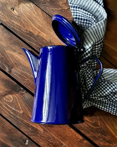 Vintage blue enamel jug - vintage,