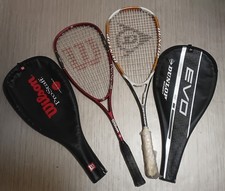 2 X Squash Rackets Wilson Pro Staff Halo Series + Dunlop Evo Titanium In Cases