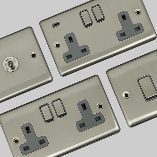 Brushed steel sockets - steel,