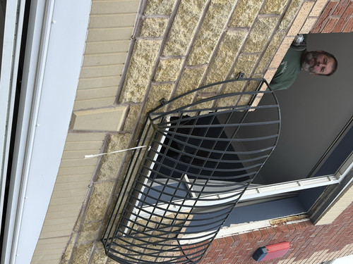 Black metal window railing - metal,