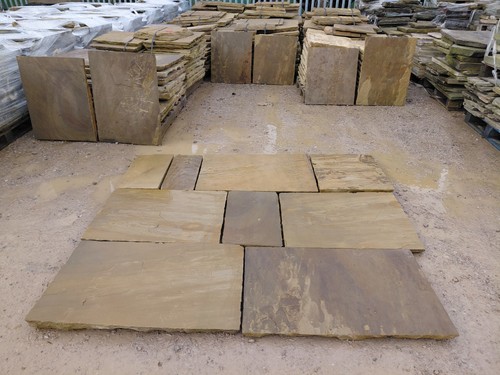York stone buff paving slabs - paving,