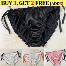 Women Soft Silk Satin Lace Panties Lingerie Underwear Knickers Briefs Tie Side