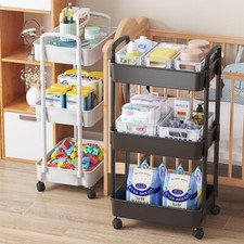 3 Tier Storage Trolley Cart on Wheels Kitchen Bathroom Laundry Rolling Rack