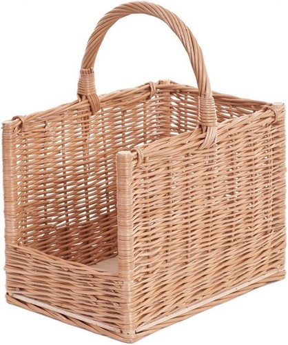 Wicker log basket with - log,