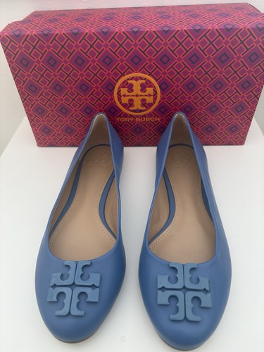Tory burch blue leather ballet - tory,