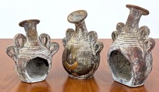 3 Mini Chiminea Clay Pottery Tabletop Southwest  Candle Holder  Incense Burner