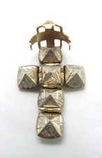 ANTIQUE 9ct GOLD & SILVER MASONIC BALL - FOLDING CROSS PENDANT / FOB