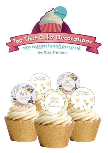 Cake toppers 50th - toppers, golden