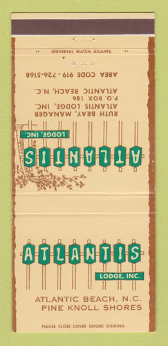 Matchbook cover atlantis - matchbook,