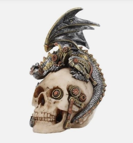 Steel wing steampunk dragon - steel, on