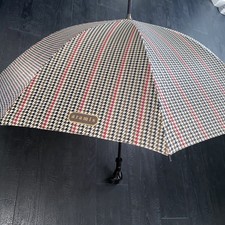 Vintage Aramis Houndstooth Pattern Large Umbrella w/Bloodhound Dog Head Handle