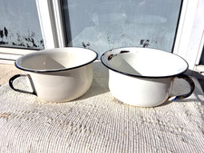 PAIR VINTAGE WHITE ENAMEL with
