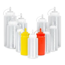 Plastic Clear Squeeze Sauce Bottles Condiment Dispenser Ketchup Mustard Kitchen