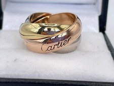 CARTIER Vintage 18ct Gold Tri-Colour Trinity Ring. Small Size H.