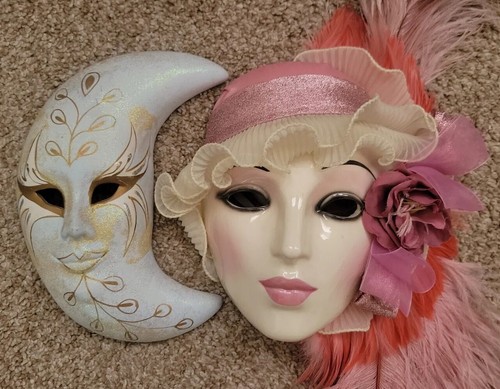 Pair 1980s mask wall art - of,