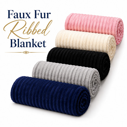 Ribbed faux fur throw - fur,