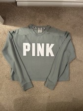 Victoria Secrets Pink Green Cropped  Cold Shoulder Top size M