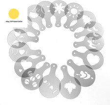 16Pcs Cappuccino Chocolate Stencil Templates Coffee Latte,Latte Espresso Fancy