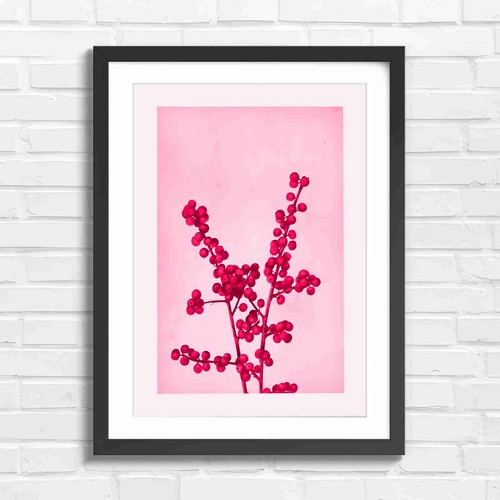 Red berry branch botanical - red,