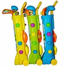 Childs Junior Golf Caddy Set Balls Clubs Trolley Kids Outdoor Garden Game Toy UK