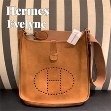 (Auth) HERMES Evelyne 33 GM Shoulder Bag Brown N◯ Stamp Leather Gold