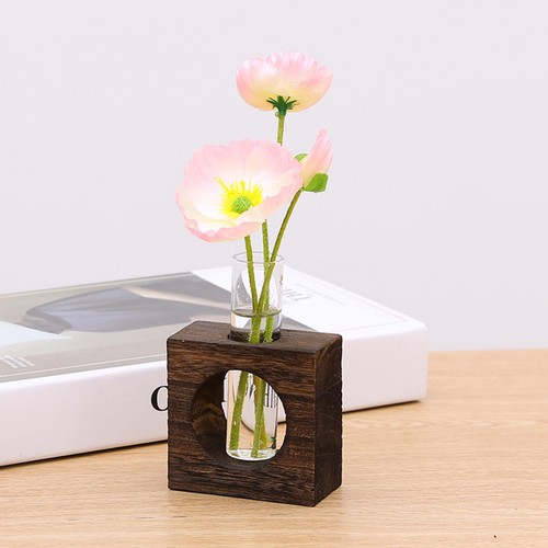 Glass vase test tube - in, wooden