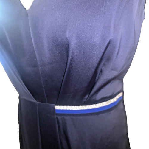 Fee navy satin - satin, tailored