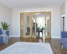 2209mm Oak 1 Lite Clear Glass Internal Bifold Doors 3+1 Ref ZA200125F