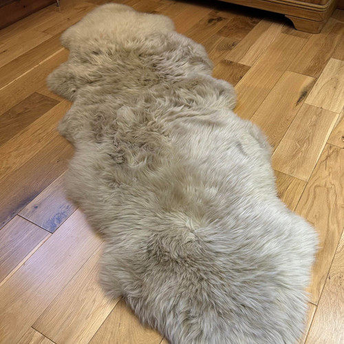 Beige double sheepskin rug - sheepskin, eco