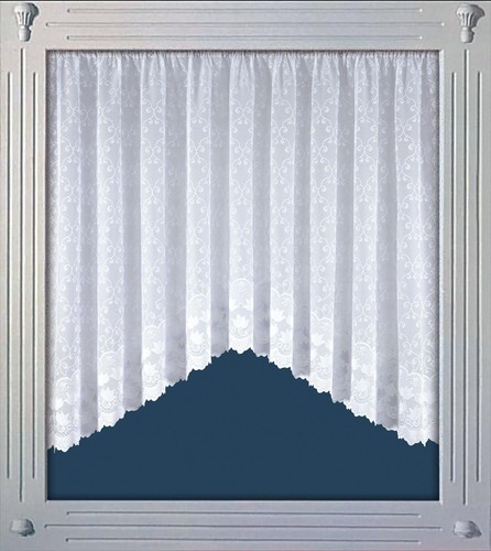 Charm floral white net curtain - white,