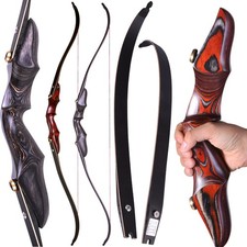 58'' Recurve Bow Set Takedown 20-50lbs Wooden Bow Limbs Archery Hunting Target