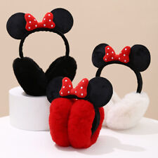 Womens Ear Muffs Girls Minnie Bowknot Earmuffs Winter Fluffy Plush Ear Warmer