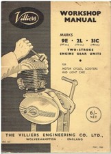 VILLIERS 9E 2L 31C (197/173/148cc) ENGINE & GAERBOX 1960 FACTORY WORKSHOP MANUAL