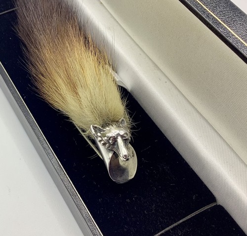 Rare solid silver mounted fox - rare,