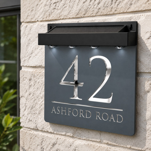 Laser house number plaques - house,