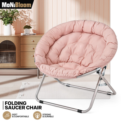 Pink foldable saucer chair - foldable,