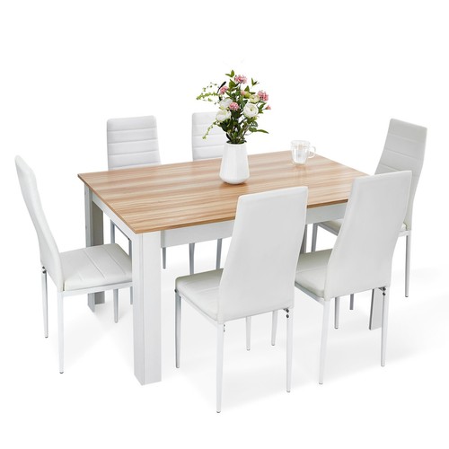 Oak dining table set - table, 6