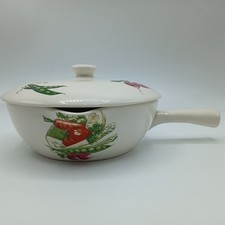 Vintage Egersund Norway Ceramic Vegetable Design Pouring Pan & Lid  17cm Approx