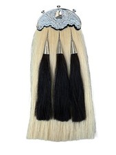 White Horse Hair Sporran 100% Original Three Black Tassels Bagpiper Kilt Sporran